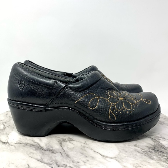 Ariat Floral Leather Comfort ATS Clogs 8.5 Western Casual Bohemian Classic Boho - Picture 2 of 15